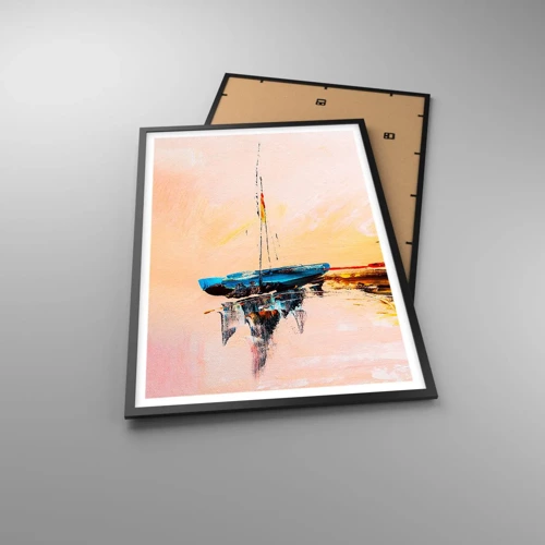 Poster in black frame - Evening at the Harbour - 61x91 cm