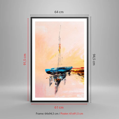 Poster in black frame - Evening at the Harbour - 61x91 cm