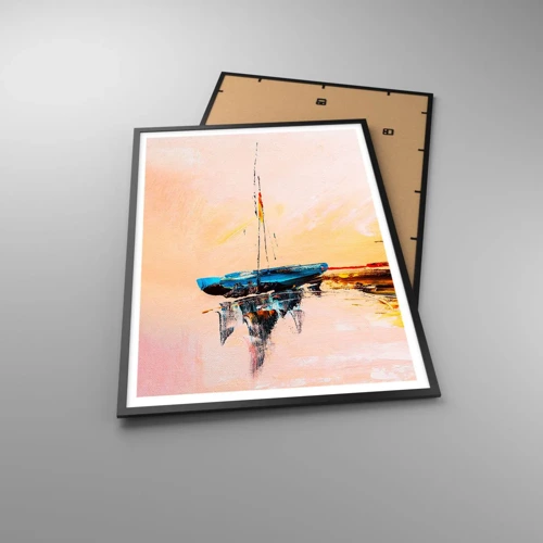 Poster in black frame - Evening at the Harbour - 70x100 cm