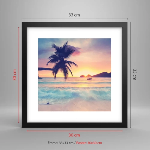 Poster in black frame - Evening in a Bay - 30x30 cm