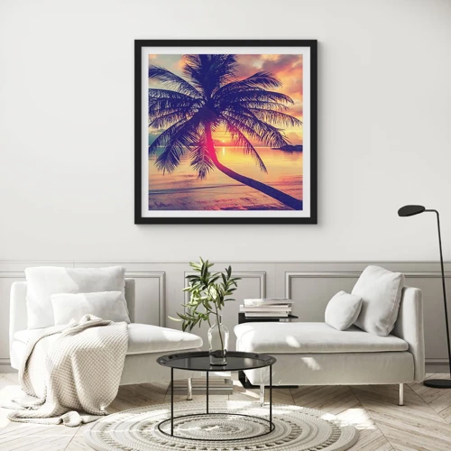 Poster in black frame - Evening under the Palm Trees - 30x30 cm