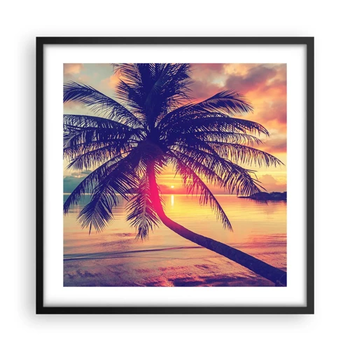 Poster in black frame - Evening under the Palm Trees - 50x50 cm