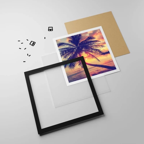 Poster in black frame - Evening under the Palm Trees - 50x50 cm
