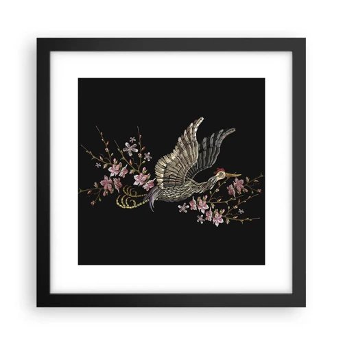 Poster in black frame - Exotic, Embroidered Bird - 30x30 cm