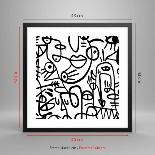 Poster in black frame - Faces and Mirages - 40x40 cm