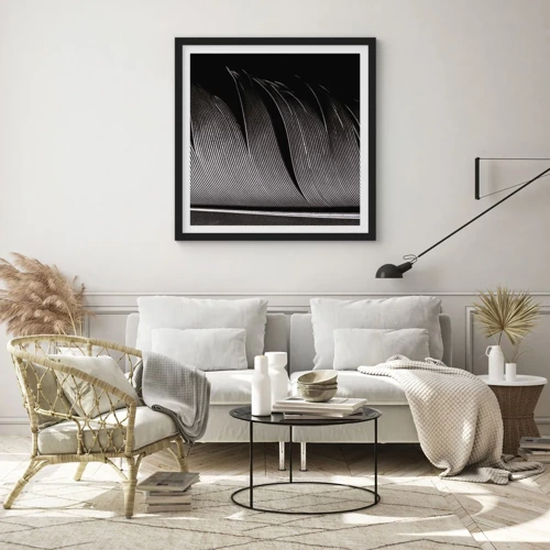 Poster in black frame - Feather - Wonderful Constract - 30x30 cm