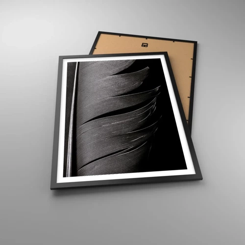 Poster in black frame - Feather - Wonderful Constract - 50x70 cm