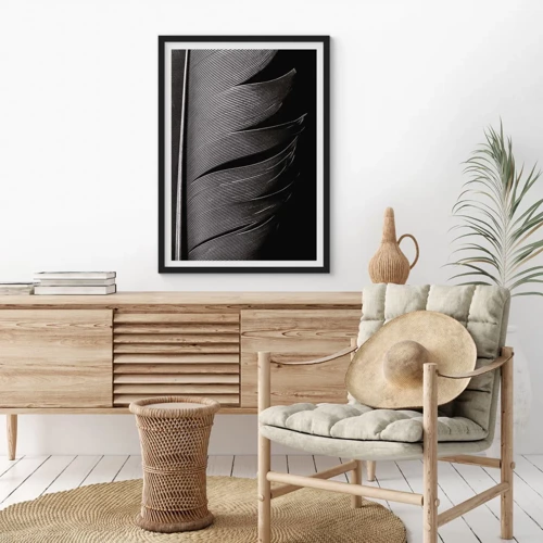 Poster in black frame - Feather - Wonderful Constract - 70x100 cm