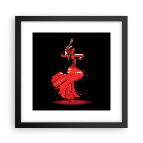 Poster in black frame - Fiery Spirit of Flamenco - 30x30 cm