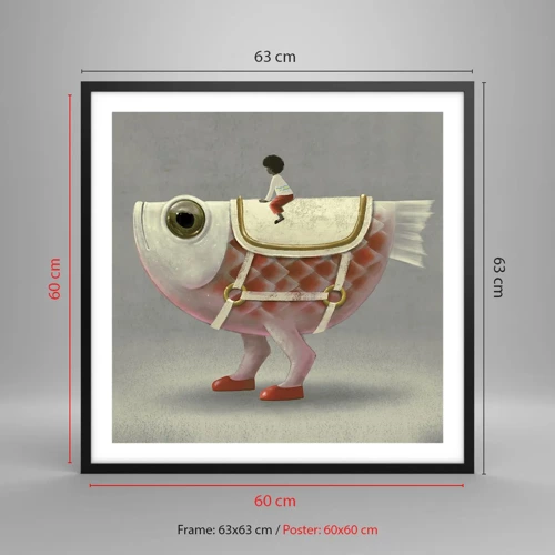 Poster in black frame - Fish Jockey - 60x60 cm