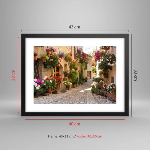 Poster in black frame - Flood of Flowers - 40x30 cm