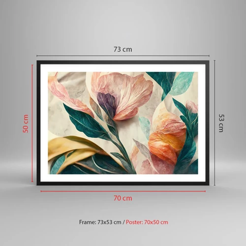 Poster in black frame - Flowers of Southern Islands - 70x50 cm