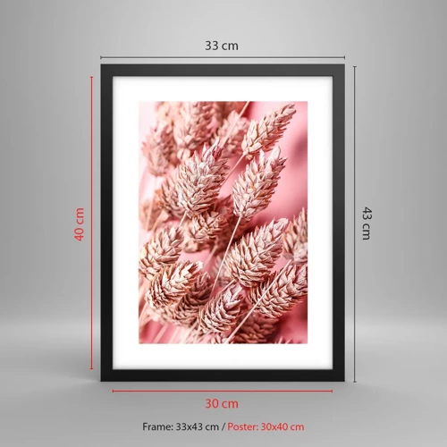 Poster in black frame - Flowery Cascade in Pink - 30x40 cm