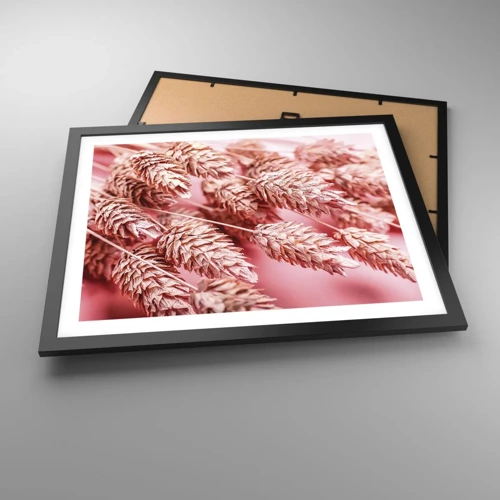 Poster in black frame - Flowery Cascade in Pink - 50x40 cm