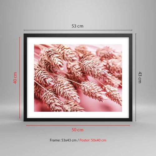 Poster in black frame - Flowery Cascade in Pink - 50x40 cm