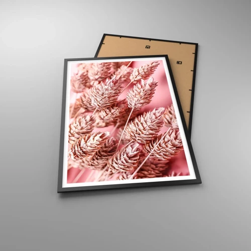 Poster in black frame - Flowery Cascade in Pink - 61x91 cm