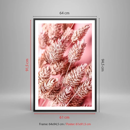 Poster in black frame - Flowery Cascade in Pink - 61x91 cm