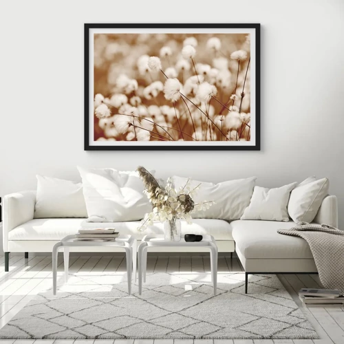 Poster in black frame - Fluffy field - 70x50 cm