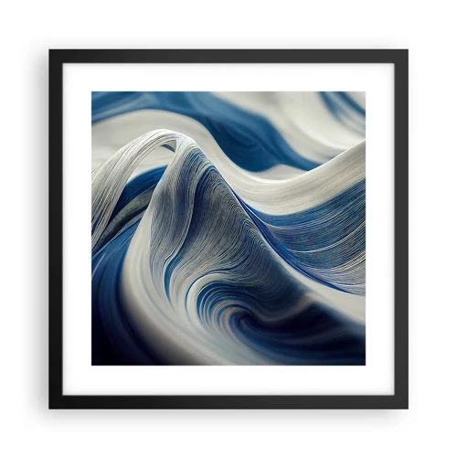 Poster in black frame - Fluidity of Blue and White - 40x40 cm