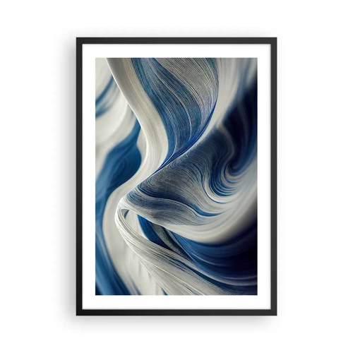 Poster in black frame - Fluidity of Blue and White - 50x70 cm