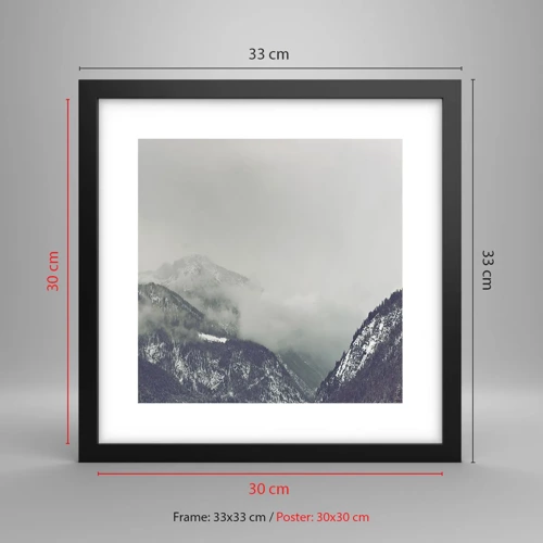 Poster in black frame - Foggy valley - 30x30 cm