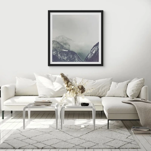 Poster in black frame - Foggy valley - 30x30 cm