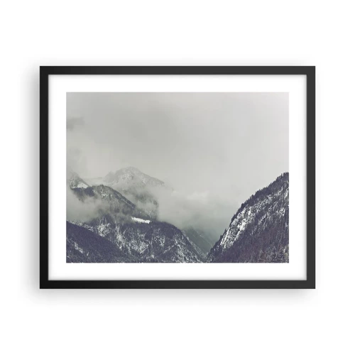 Poster in black frame - Foggy valley - 50x40 cm