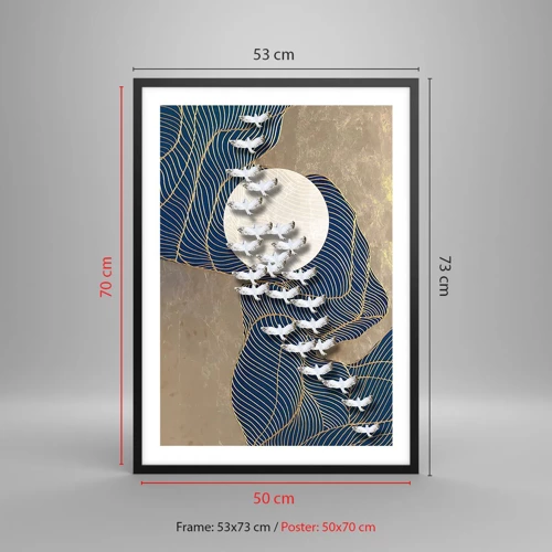 Poster in black frame - Freedom, Travel, Community - 50x70 cm