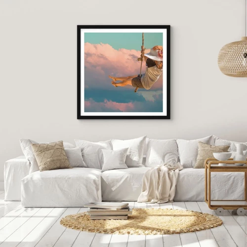 Poster in black frame - Fun in the Clouds - 30x30 cm