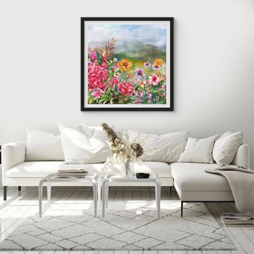 Poster in black frame - Garden which Went Crazy - 30x30 cm