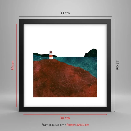 Poster in black frame - Gazing at the Sea - 30x30 cm