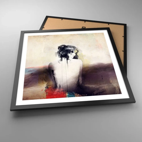 Poster in black frame - Gentle Lines, Oval Shapes - 50x50 cm