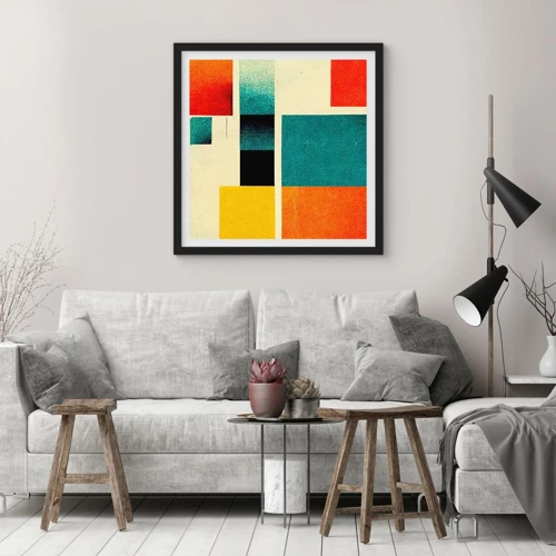 Poster in black frame - Geometric Abstract - Good Energy - 30x30 cm