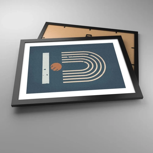 Poster in black frame - Geometry on Navy Blue - 40x30 cm