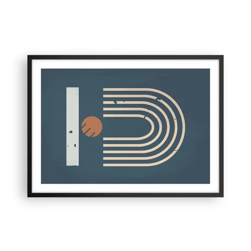 Poster in black frame - Geometry on Navy Blue - 70x50 cm