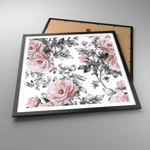 Poster in black frame - Getting Lost in Rose Flowers - 60x60 cm