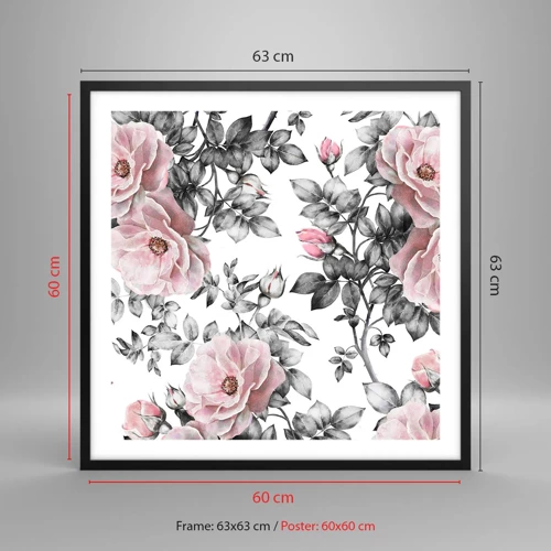 Poster in black frame - Getting Lost in Rose Flowers - 60x60 cm