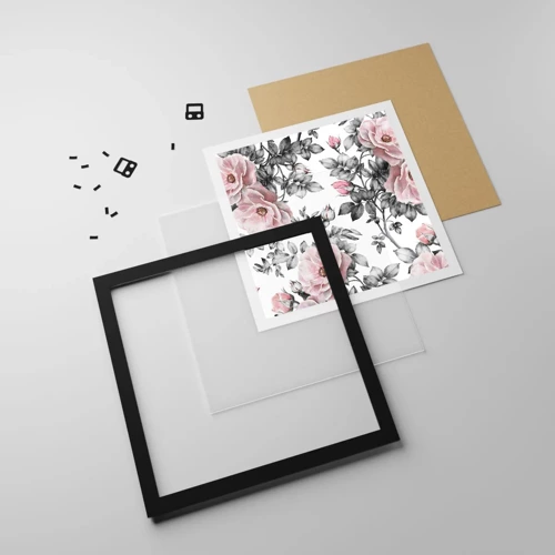 Poster in black frame - Getting Lost in Rose Flowers - 60x60 cm