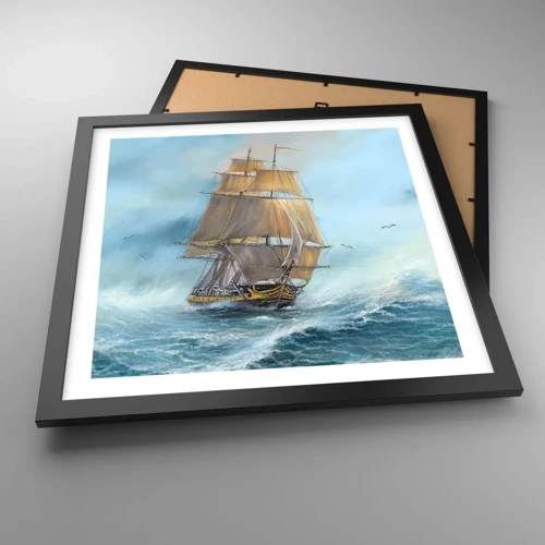 Poster in black frame - Gliding on the Waves - 40x40 cm