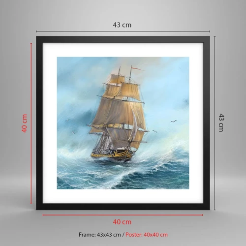 Poster in black frame - Gliding on the Waves - 40x40 cm