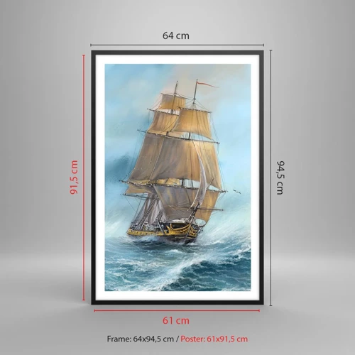 Poster in black frame - Gliding on the Waves - 61x91 cm