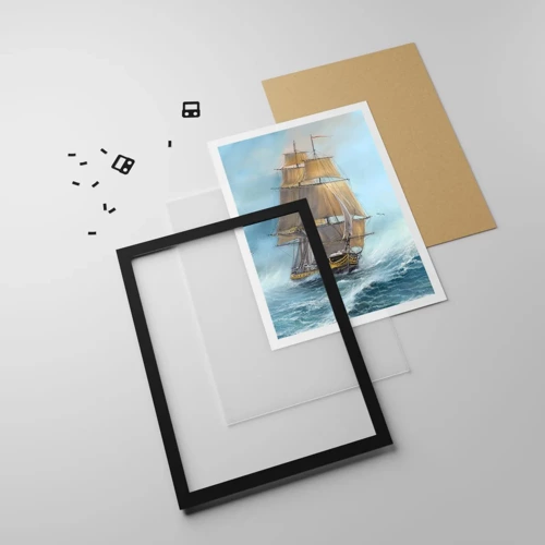 Poster in black frame - Gliding on the Waves - 61x91 cm