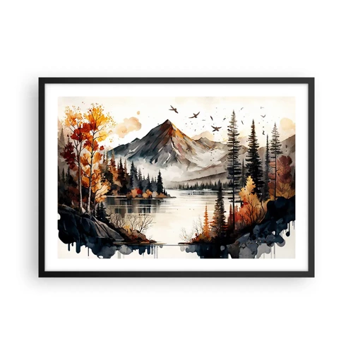 Poster in black frame - Golden Autumn in the Mountains - 70x50 cm