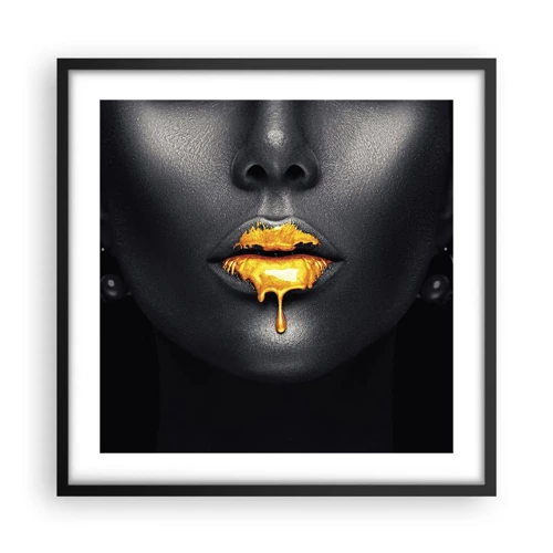 Poster in black frame - Golden Lips - 50x50 cm