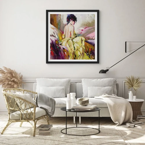 Poster in black frame - Graceful in Yellow - 40x40 cm