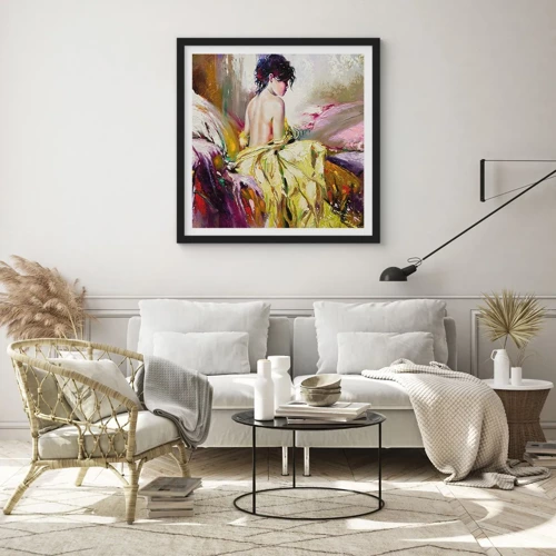 Poster in black frame - Graceful in Yellow - 50x50 cm