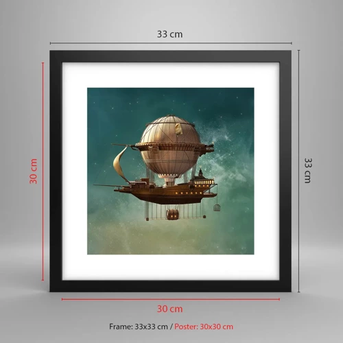 Poster in black frame - Greetings from Jules Verne - 30x30 cm