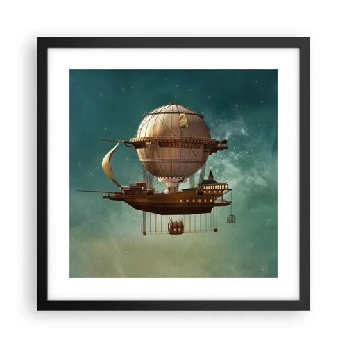 Poster in black frame - Greetings from Jules Verne - 40x40 cm