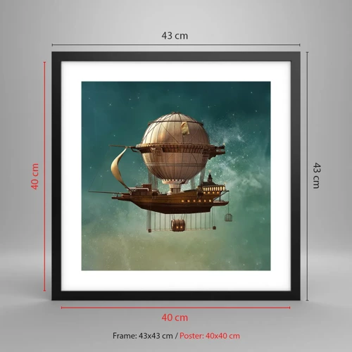 Poster in black frame - Greetings from Jules Verne - 40x40 cm