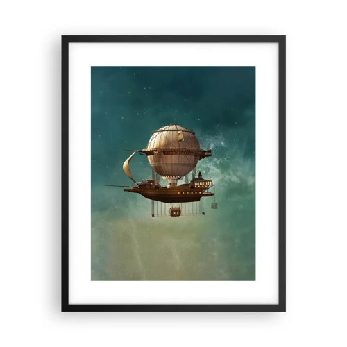 Poster in black frame - Greetings from Jules Verne - 40x50 cm